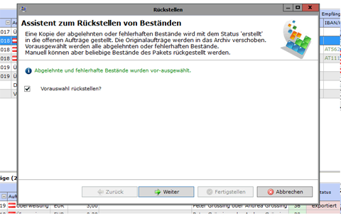 R&uuml;ckstellen weiter